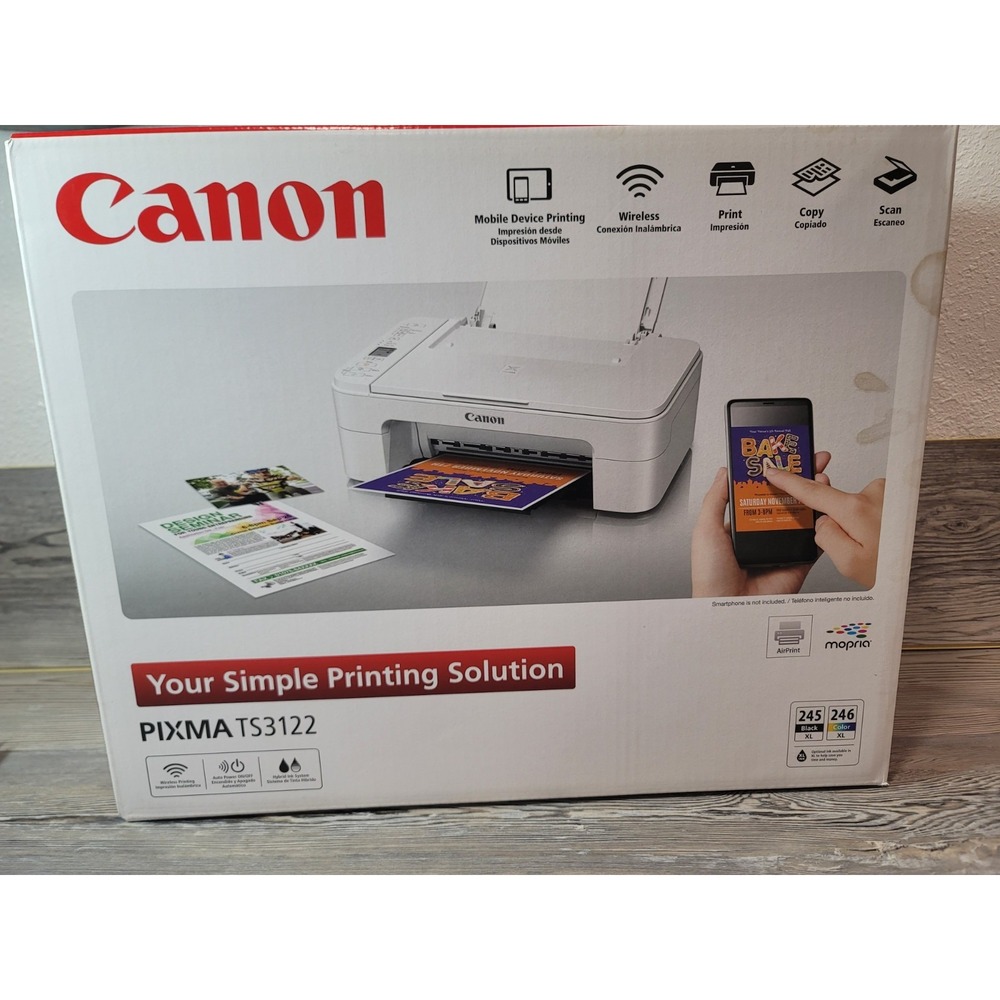 Canon Pixma TS3122 printer New Sealed in Box copy print wireless mobil device
